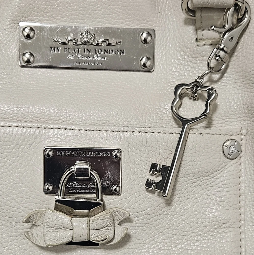 Brighton My Flat in London Leather Satchel, Dust Bag, Scarf, And Authentication
